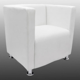 Fotoliu model cub, piele artificială, alb - Img 3