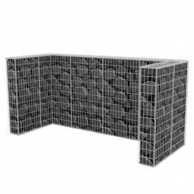 Gabion triplu înconjurător pubelă, oțel, 250 x 100 x 120 cm - Img 5