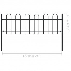 Gard de grădină cu vârf curbat, negru, 1,7 x 0,6 m, oțel - Img 5