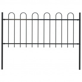 Gard de grădină cu vârf curbat, negru, 1,7 x 1 m, oțel