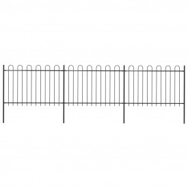 Gard de grădină cu vârf curbat, negru, 5,1 x 1,2 m, oțel