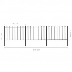 Gard de grădină cu vârf curbat, negru, 5,1 x 1,2 m, oțel - Img 5