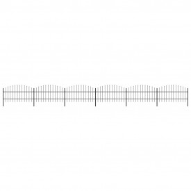Gard de grădină cu vârf suliță, negru, (0,75-1)x10,2 m, oțel
