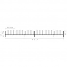 Gard de grădină cu vârf suliță, negru, (1-1,25)x10,2 m oțel - Img 5
