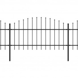 Gard de grădină cu vârf suliță, negru, (1-1,25)x13,6 m oțel - Img 2
