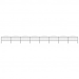 Gard de grădină cu vârf suliță, negru, (1,25-1,5)x13,6 m oțel