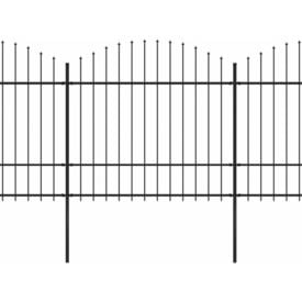 Gard de grădină cu vârf suliță negru (1,5-1,75)x13,6 m oțel