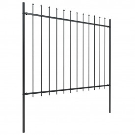 Gard de grădină cu vârf suliță, negru, 3,4 x 1,5 m, oțel - Img 2