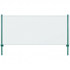 Gard din plasă de sârmă cu stâlpi, verde, 25 x 1 m, oțel