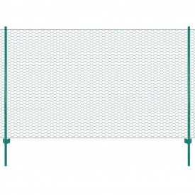 Gard din plasă de sârmă cu stâlpi, verde, 25 x 2 m, oțel