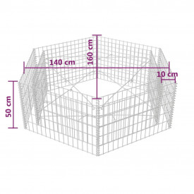 Jardinieră gabion hexagonală, 160 x 139 x 50 cm - Img 5