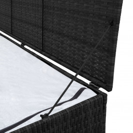 Ladă de depozitare pentru exterior din poliratan negru 150 x 50 x 60 cm - Img 3