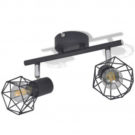 Lustră cadru sârmă stil industrial 2 becuri LED cu filament, negru - Img 4