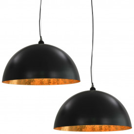 Lustre, 2 buc., negru și auriu, 50 cm, semisferic, E27 - Img 2