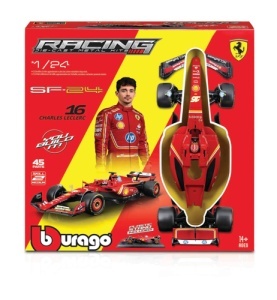 Macheta Bburago 1:24 Kit Model Formula Ferrari-Cu Casca & Fara Suport #16 Charles Leclerc Bb26858 - Img 2