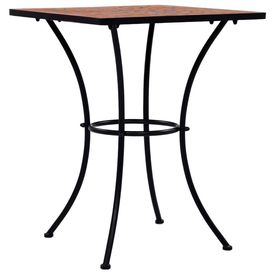 Masă de bistro mozaic, cărămiziu, 60 cm, ceramică