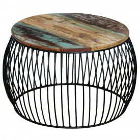 Masă de cafea rotundă, lemn reciclat de esență tare, 68x43 cm