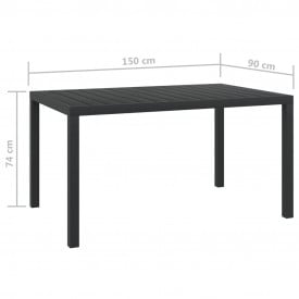 Masă de grădină WPC aluminiu 150x90x74 cm, negru - Img 5