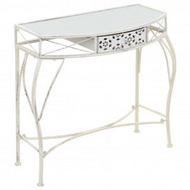 Masă laterală stil franțuzesc, alb, 82 x 39 x 76 cm, metal