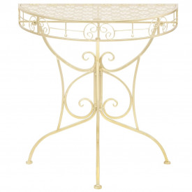 Masă laterală stil vintage semirotundă metal 72x36x74 cm auriu - Img 2