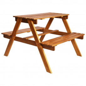 Masă picnic pentru copii cu umbrelă, 79x90x60 cm, lemn acacia - Img 4