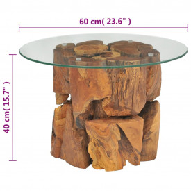 Măsuță de cafea din lemn de tec solid 60 cm - Img 7