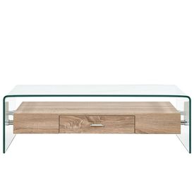Măsuță de cafea, transparent, 98x45x31 cm, sticlă securizată
