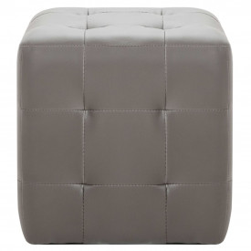 Noptiere, 2 buc., gri, 30x30x30 cm, piele ecologică - Img 3