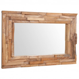 Oglindă decorativă din lemn de tec, 90 x 60 cm, dreptunghiular - Img 4