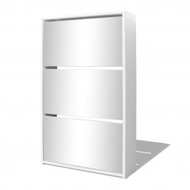 Pantofar cu oglindă și 3 niveluri, alb, 63 x 17 x 102,5 cm - Img 2