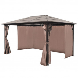 Pavilion cu perdea, maro, aluminiu, 400 x 300 cm - Img 4