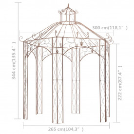 Pavilion de grădină, maro antic, 3 m, fier - Img 6