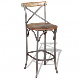 Scaun de bar din lemn masiv reciclat, 45 x 45 x 110 cm - Img 3