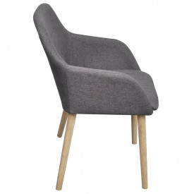 Scaun de bucătărie 4 buc, cadru stejar, textil, gri închis - Img 4