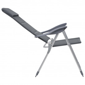Scaun de camping, 2 buc, gri, 58 x 69 x 111 cm, aluminiu - Img 5