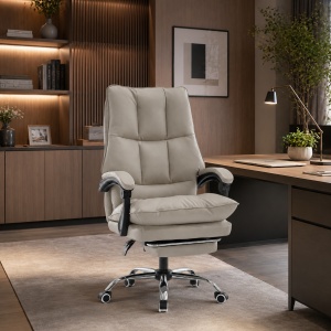 Scaun directorial OFF 417, piele ecologica, suport picioare, perne duble, 120 kg