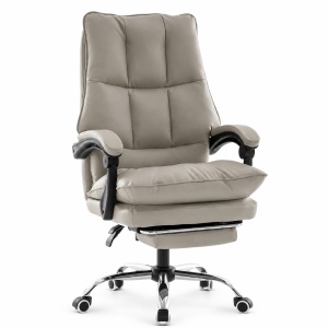 Scaun directorial OFF 417, piele ecologica, suport picioare, perne duble, 120 kg - Img 2