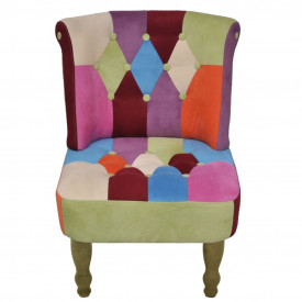 Scaun francez, 2 buc., model Patchwork, fără brațe, textil - Img 3