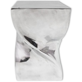Scaun/Masă laterală cu formă răsucită, aluminiu, argintiu - Img 3