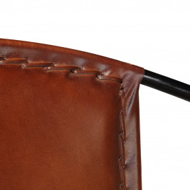 Scaun relaxant, piele naturală, 69 x 69 x 69 cm, maro - Img 4