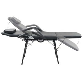 Scaun tratament facial, înlocuitor piele, 185x78x76 cm, negru - Img 2