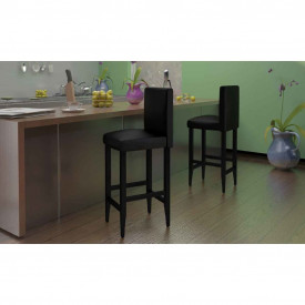 Scaune de bar, 4 buc., piele artificială, negru - Img 1