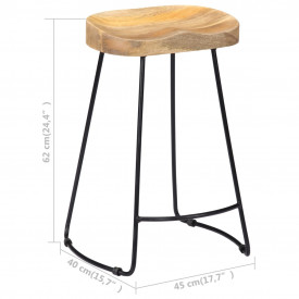 Scaune de bar Gavin, 2 buc., 45x40x62 cm, lemn masiv de mango - Img 9
