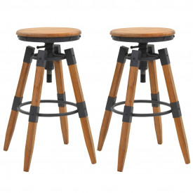 Scaune de bar reglabile 2 buc. lemn masiv brad 53,5x53,5x79cm