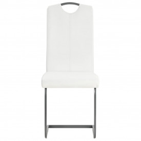 Scaune de bucătărie 2 buc piele artificială 43x55x100 cm, alb - Img 3
