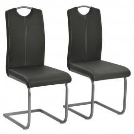 Scaune de bucătărie 2 buc piele artificială 43x55x100 cm, gri