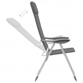 Scaune de camping pliante, 2 buc, gri, aluminiu - Img 2