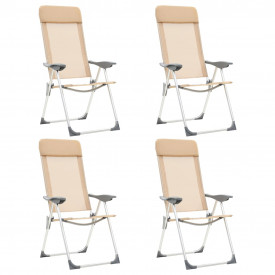 Scaune de camping pliante, 4 buc., crem, aluminiu
