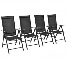 Scaune de exterior din aluminiu, 4 buc, 54 x 73 x 107 cm, negru