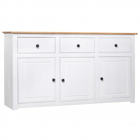 Servantă, alb, 135 x 40 x 80 cm, lemn masiv de pin, gama Panama